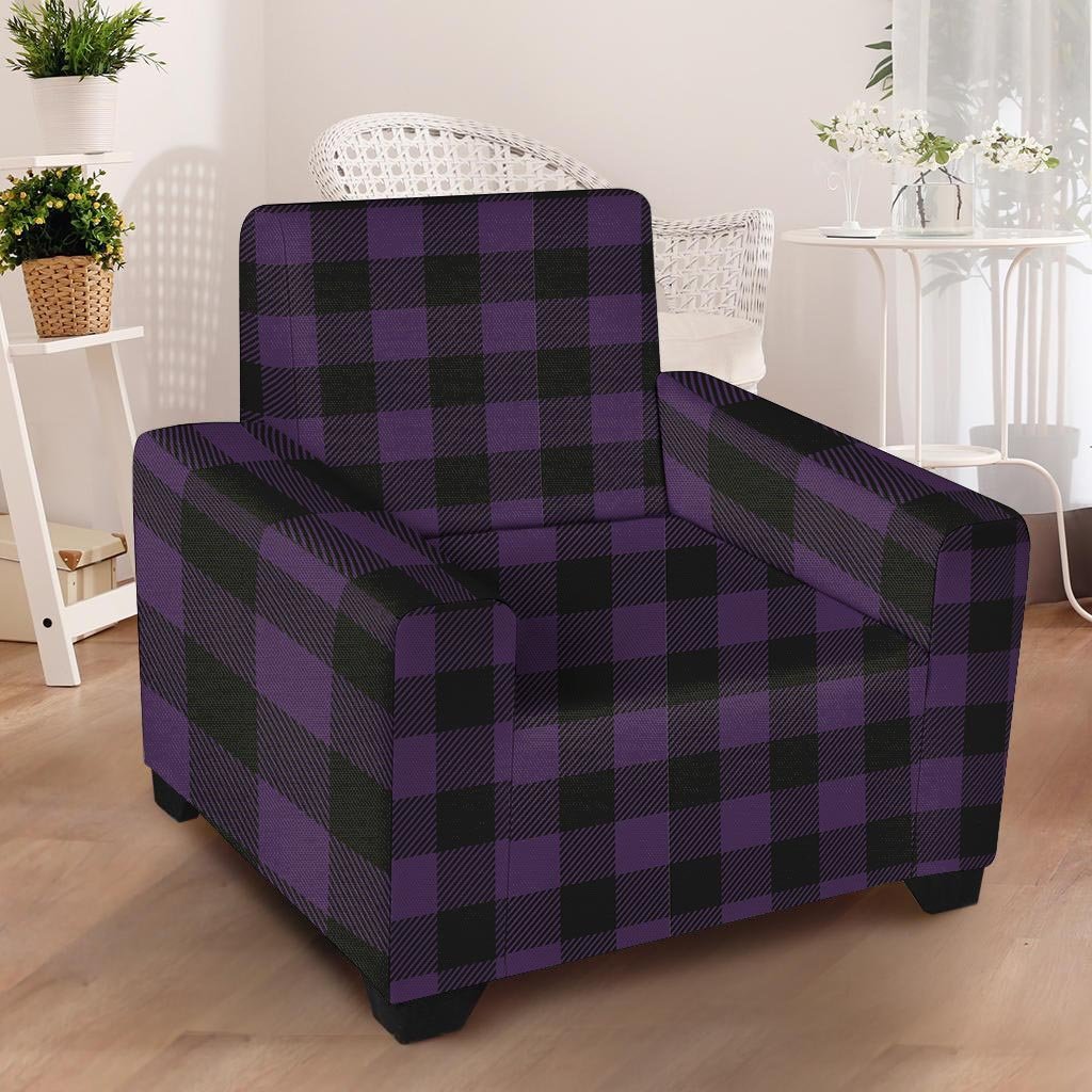 Purple Buffalo Plaid Armchair Cover-grizzshop