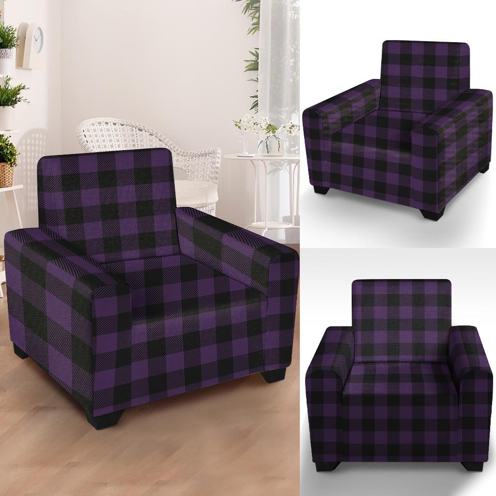 Purple Buffalo Plaid Armchair Cover-grizzshop