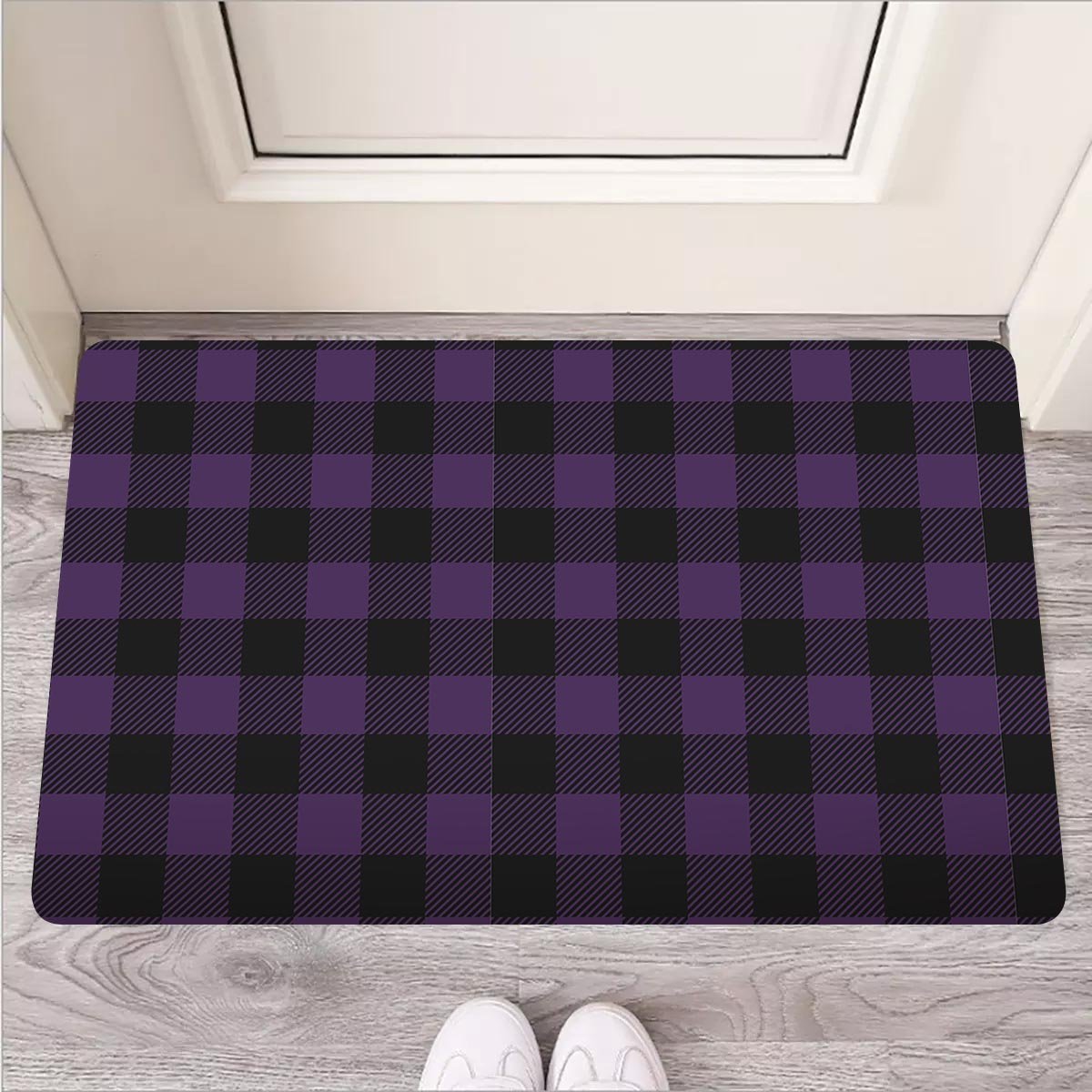 Purple Buffalo Plaid Door Mat-grizzshop
