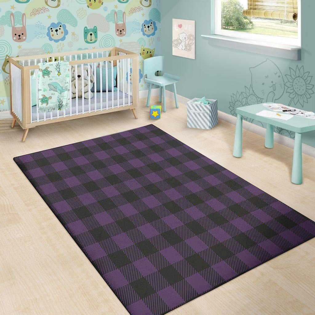 Purple Buffalo Plaid Floor Mat-grizzshop