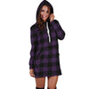 Purple Buffalo Plaid Hoodie Dress-grizzshop