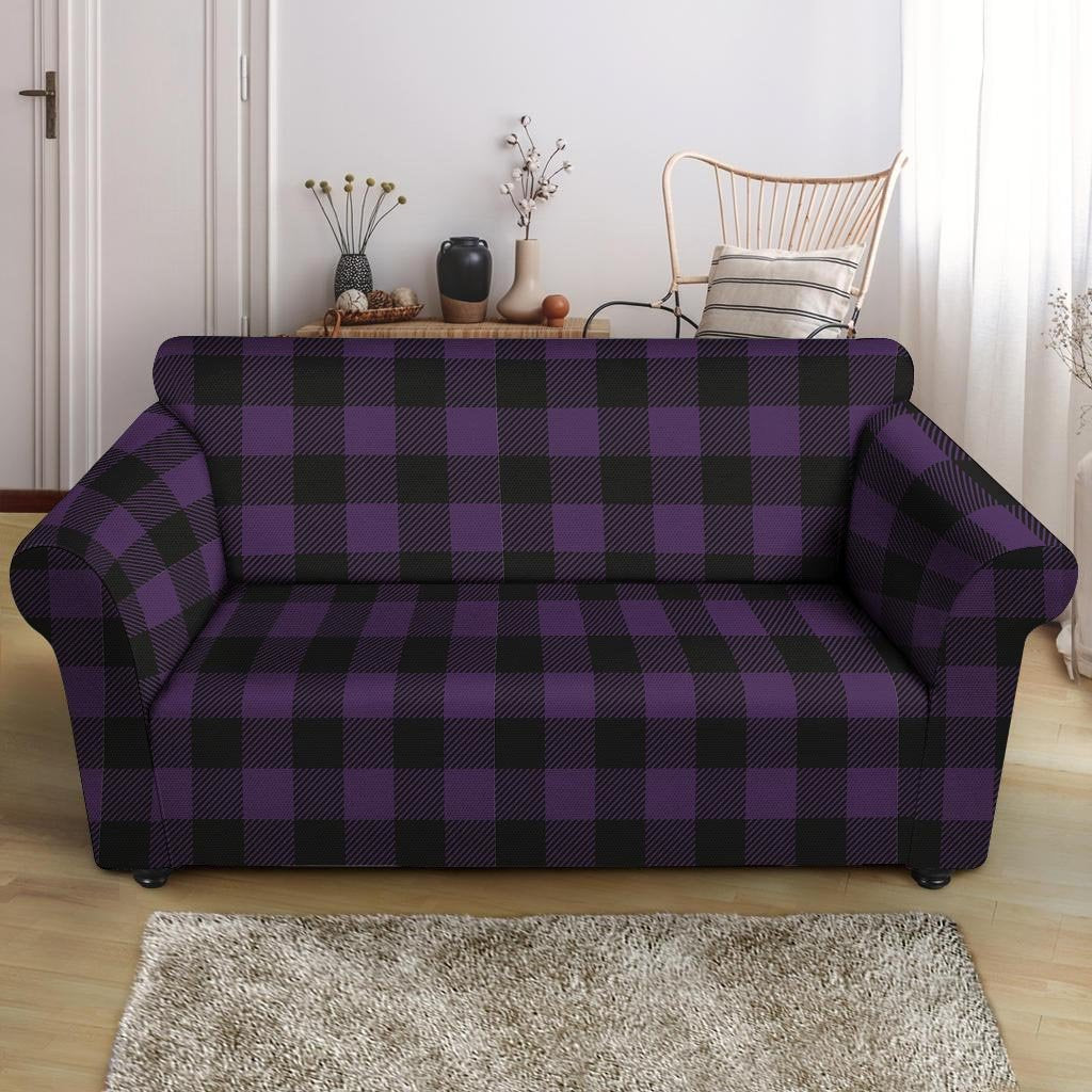 Purple Buffalo Plaid Loveseat Cover-grizzshop