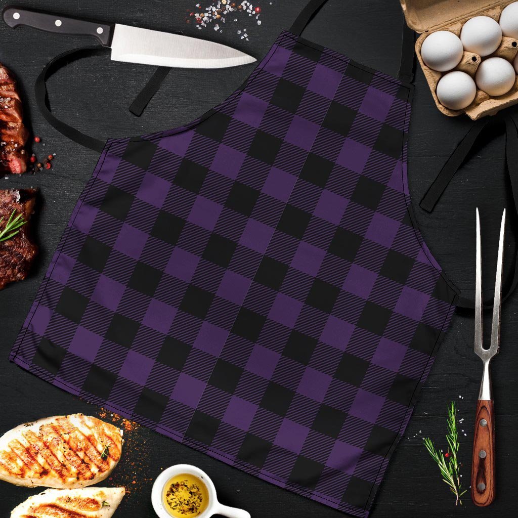 Purple Buffalo Plaid Men's Apron-grizzshop