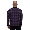 Purple Buffalo Plaid Men's Bomber Jacket-grizzshop