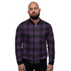 Purple Buffalo Plaid Men's Bomber Jacket-grizzshop