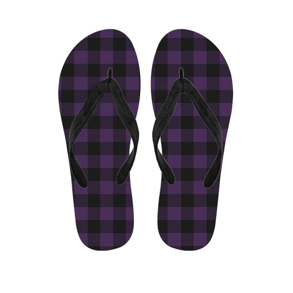 Purple Buffalo Plaid Men's Flip Flops-grizzshop