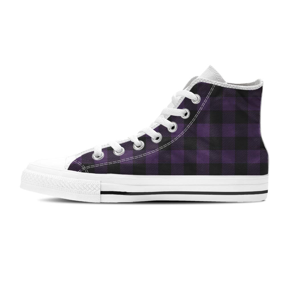 Purple Buffalo Plaid Men's High Top Shoes-grizzshop