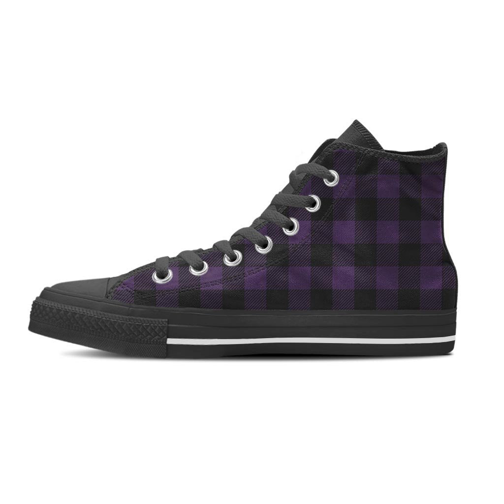 Purple Buffalo Plaid Men's High Top Shoes-grizzshop