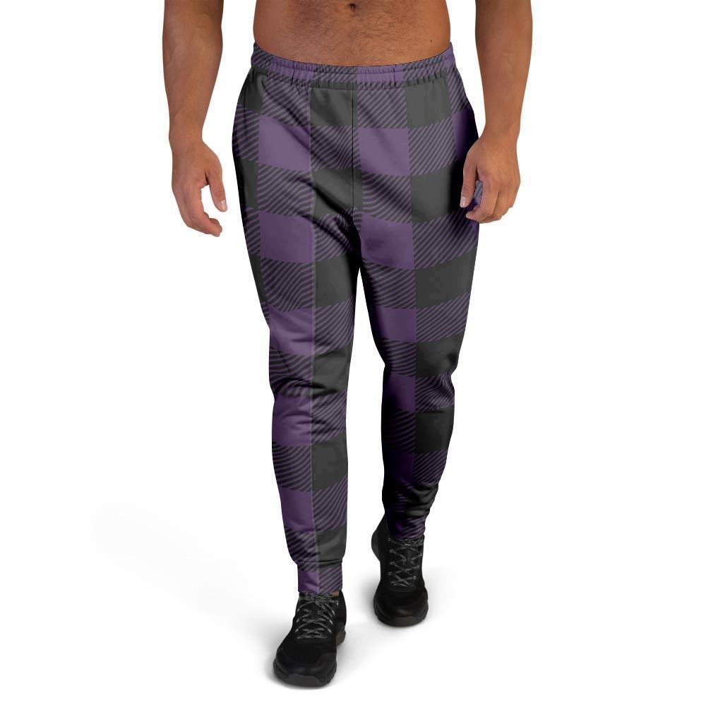 Purple Buffalo Plaid Men's Joggers-grizzshop