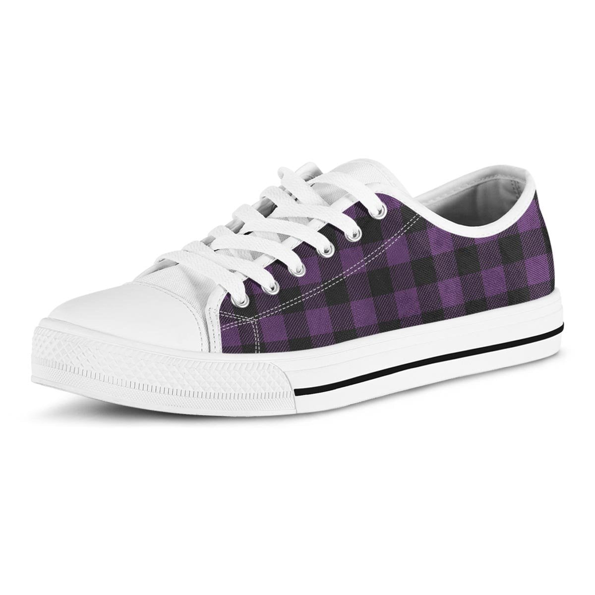 Purple Buffalo Plaid Men's Low Top Shoes-grizzshop