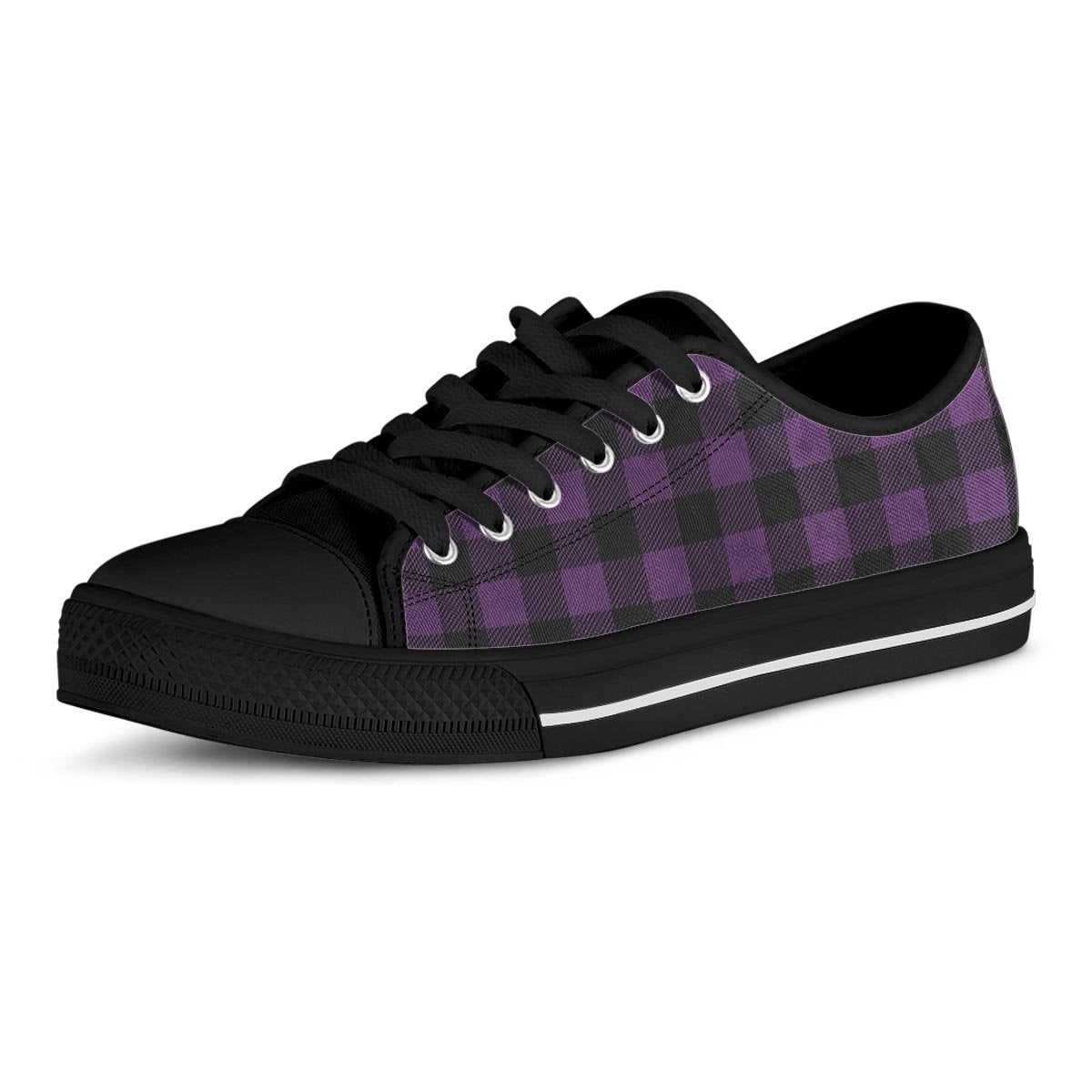 Purple Buffalo Plaid Men's Low Top Shoes-grizzshop