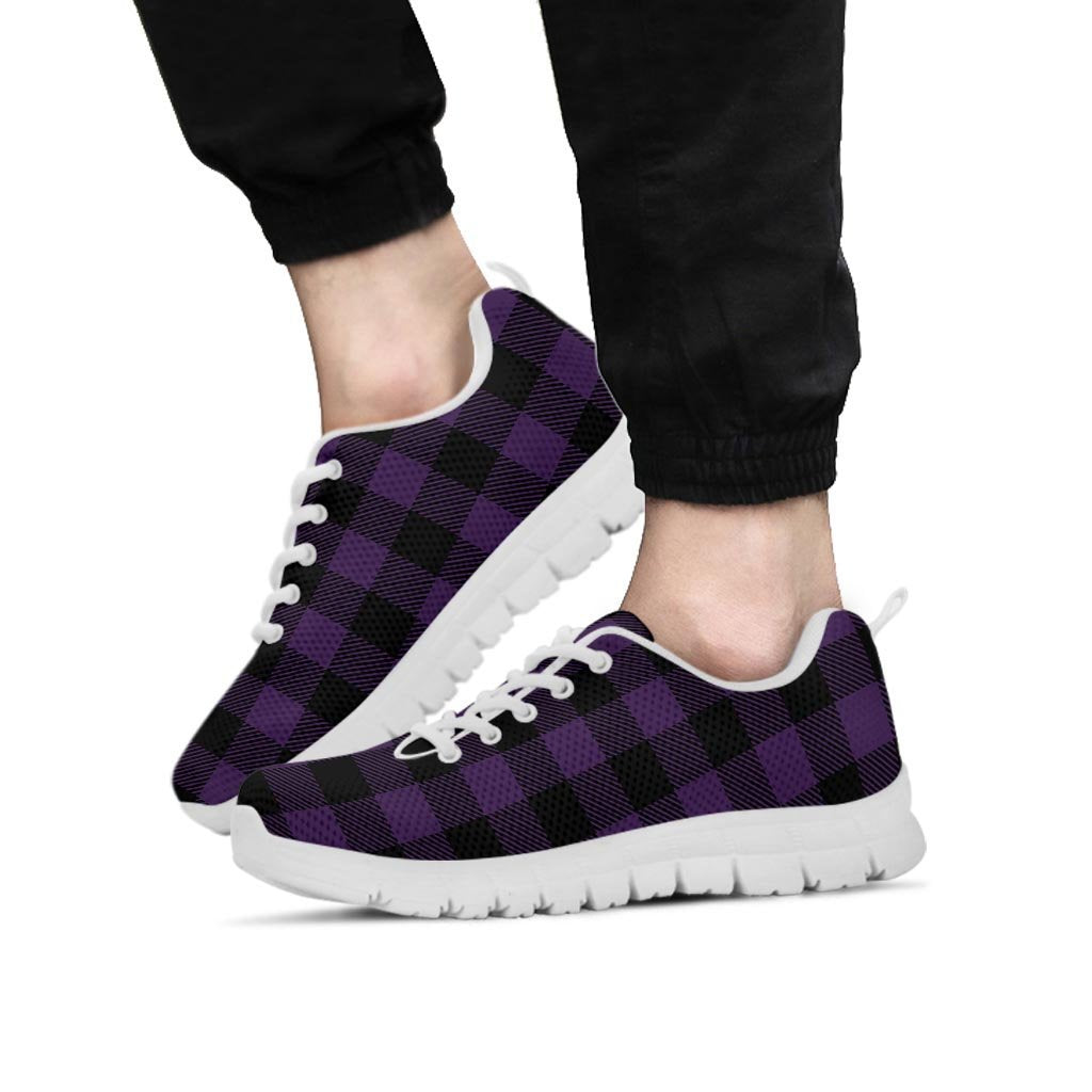 Purple Buffalo Plaid Men's Sneakers-grizzshop