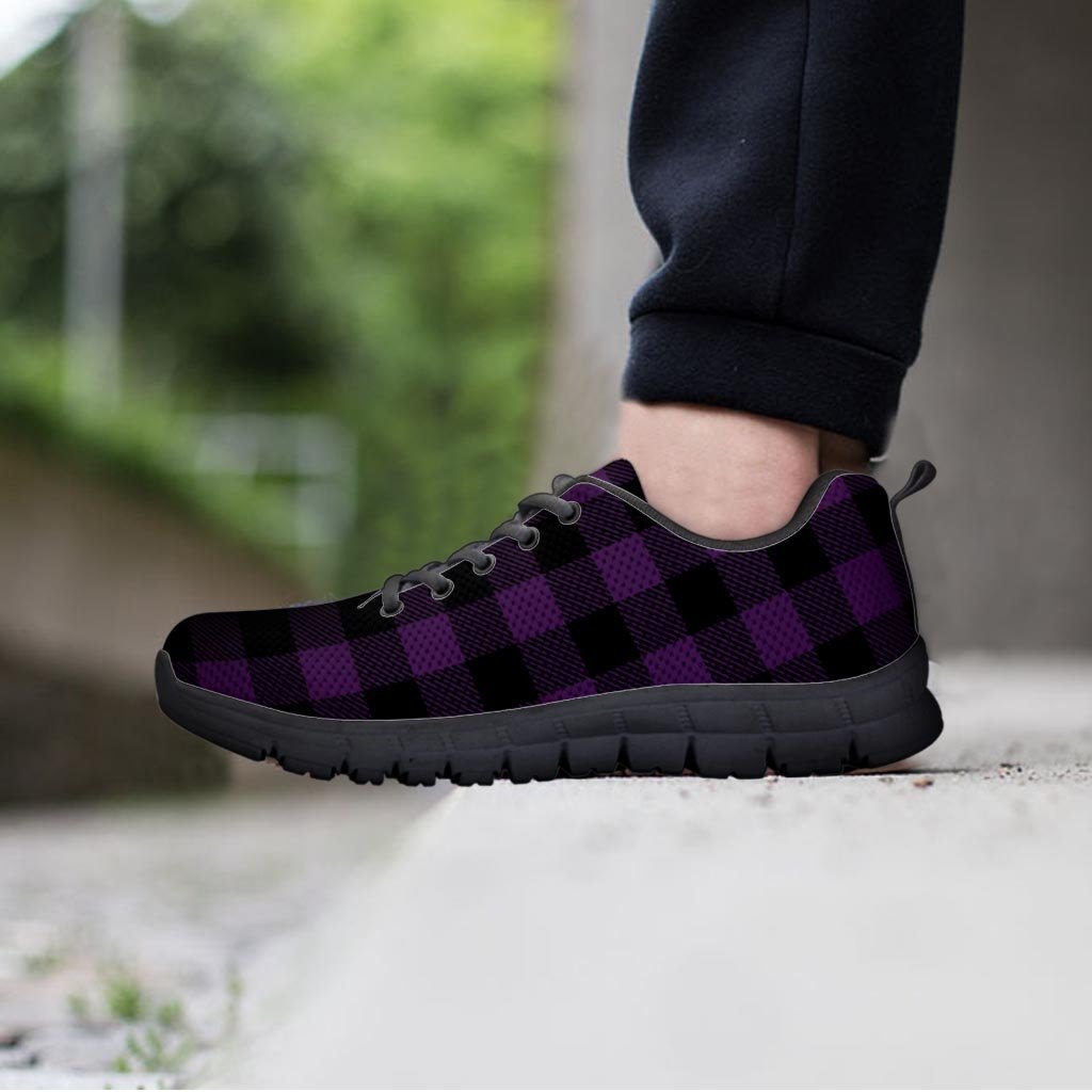 Purple Buffalo Plaid Men's Sneakers-grizzshop