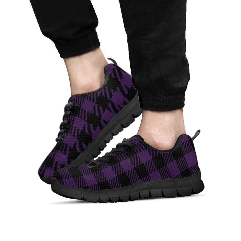 Purple Buffalo Plaid Men's Sneakers-grizzshop