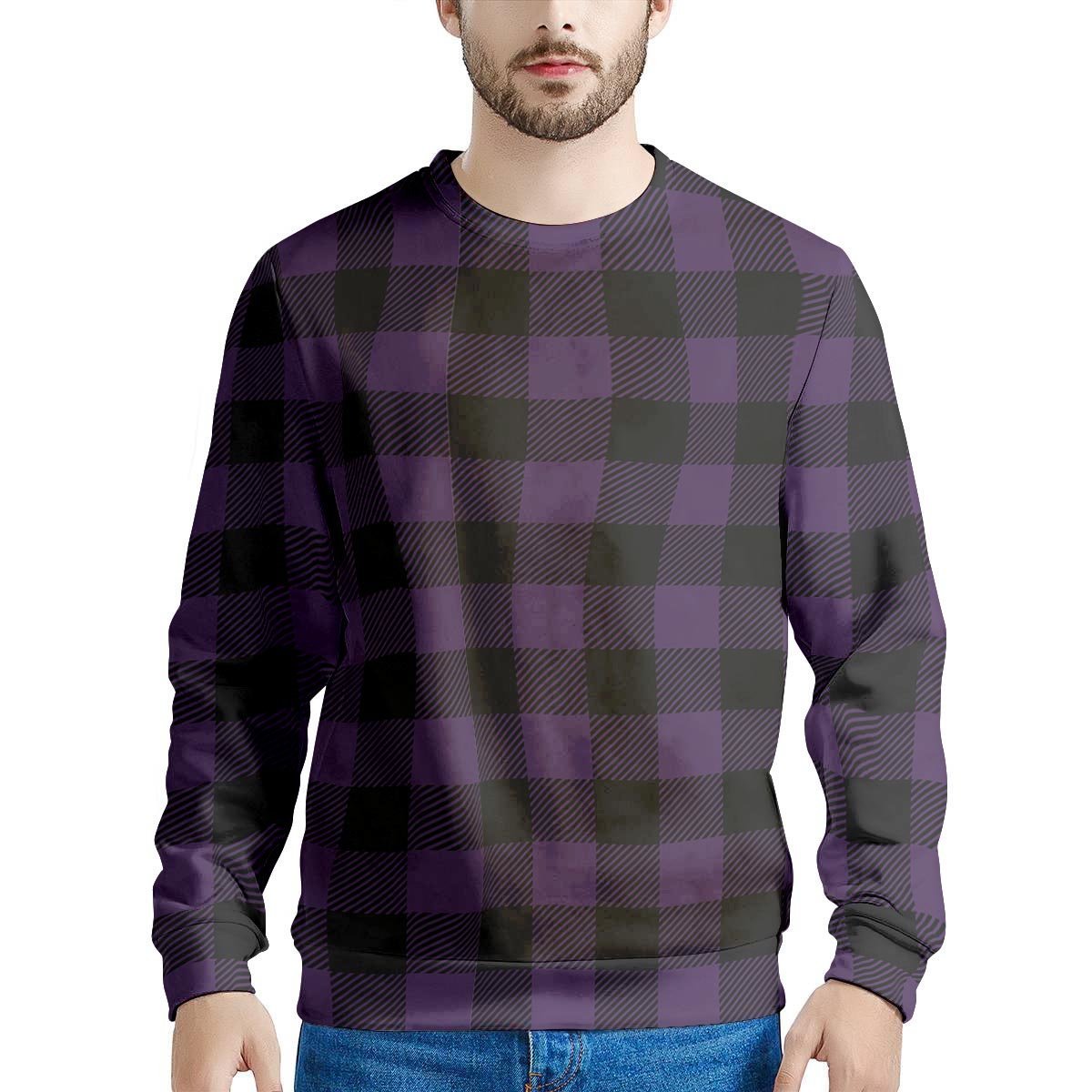 Purple Buffalo Plaid Men's Sweatshirt-grizzshop