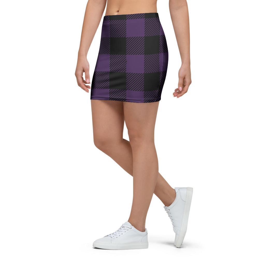 Purple Buffalo Plaid Mini Skirt-grizzshop