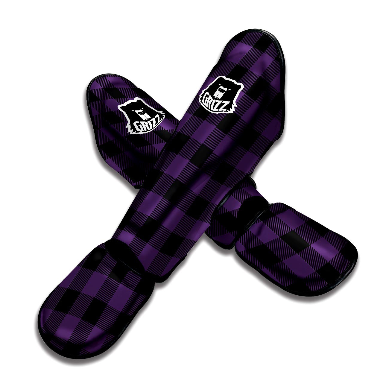 Purple Buffalo Plaid Muay Thai Shin Guard-grizzshop