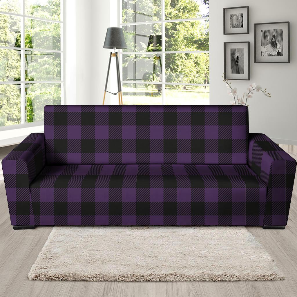 Purple Buffalo Plaid Sofa Cover-grizzshop