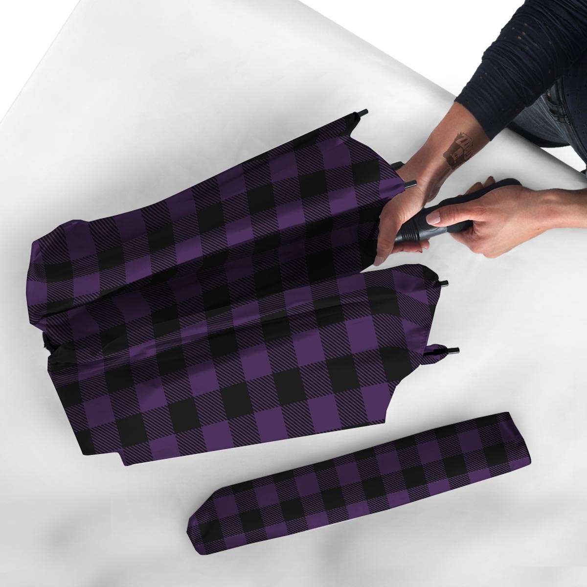 Purple Buffalo Plaid Umbrella-grizzshop