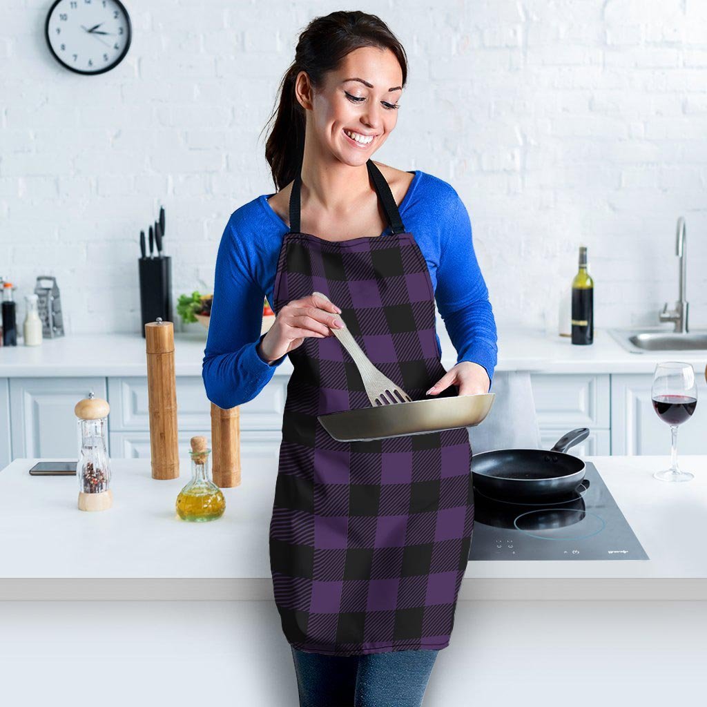 Purple Buffalo Plaid Women's Apron-grizzshop