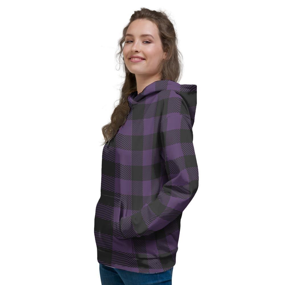 Purple Buffalo Plaid Women's Hoodie-grizzshop