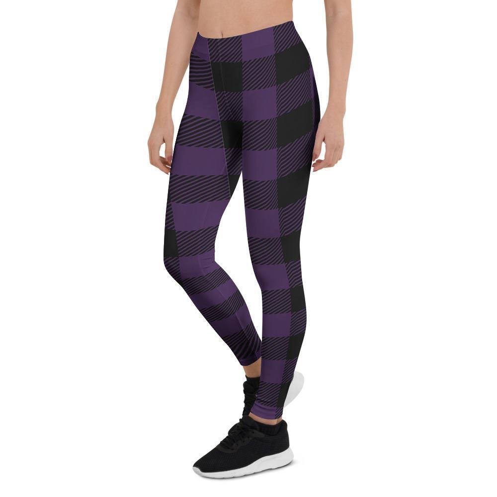 Purple Buffalo Plaid Women's Leggings-grizzshop