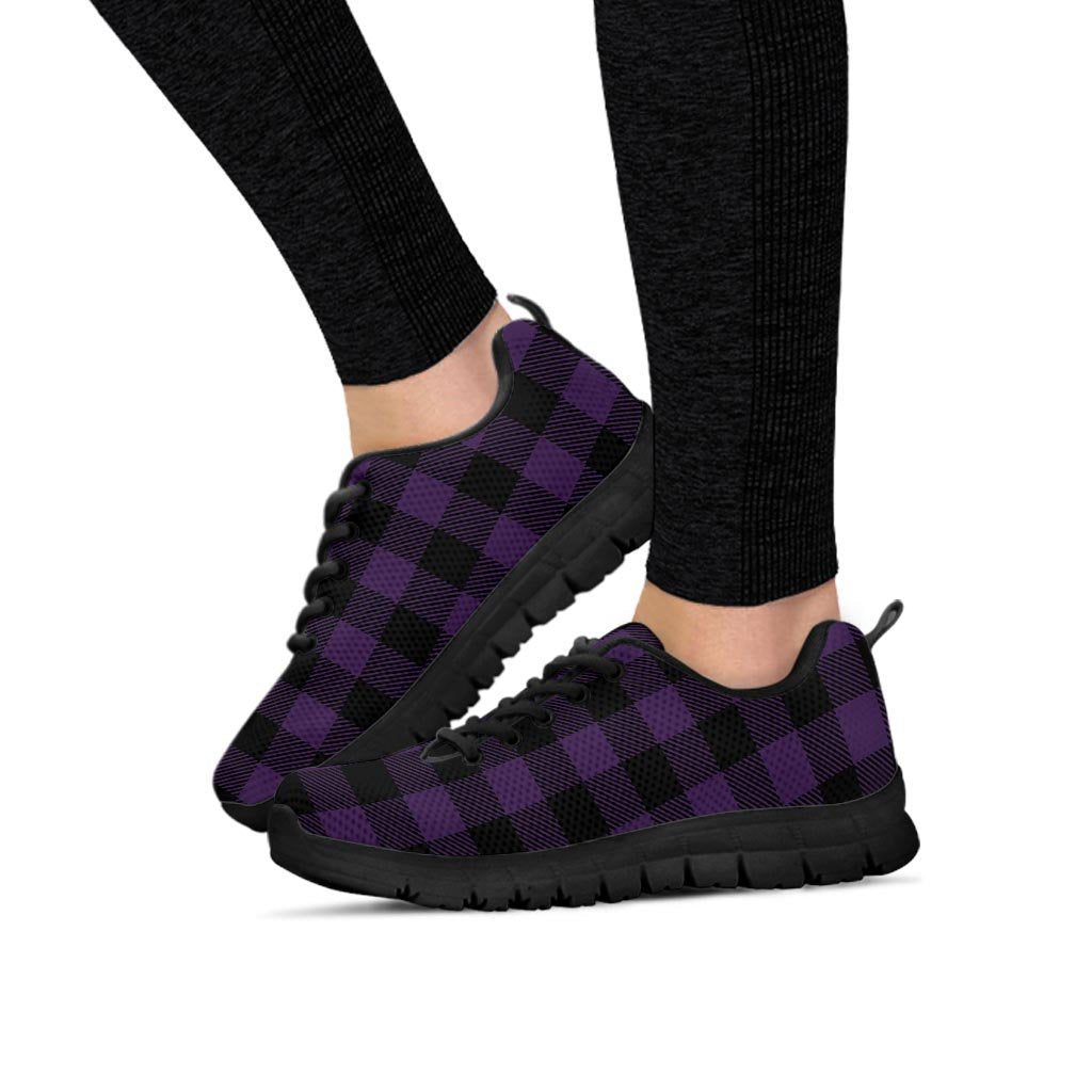 Purple Buffalo Plaid Women's Sneakers-grizzshop