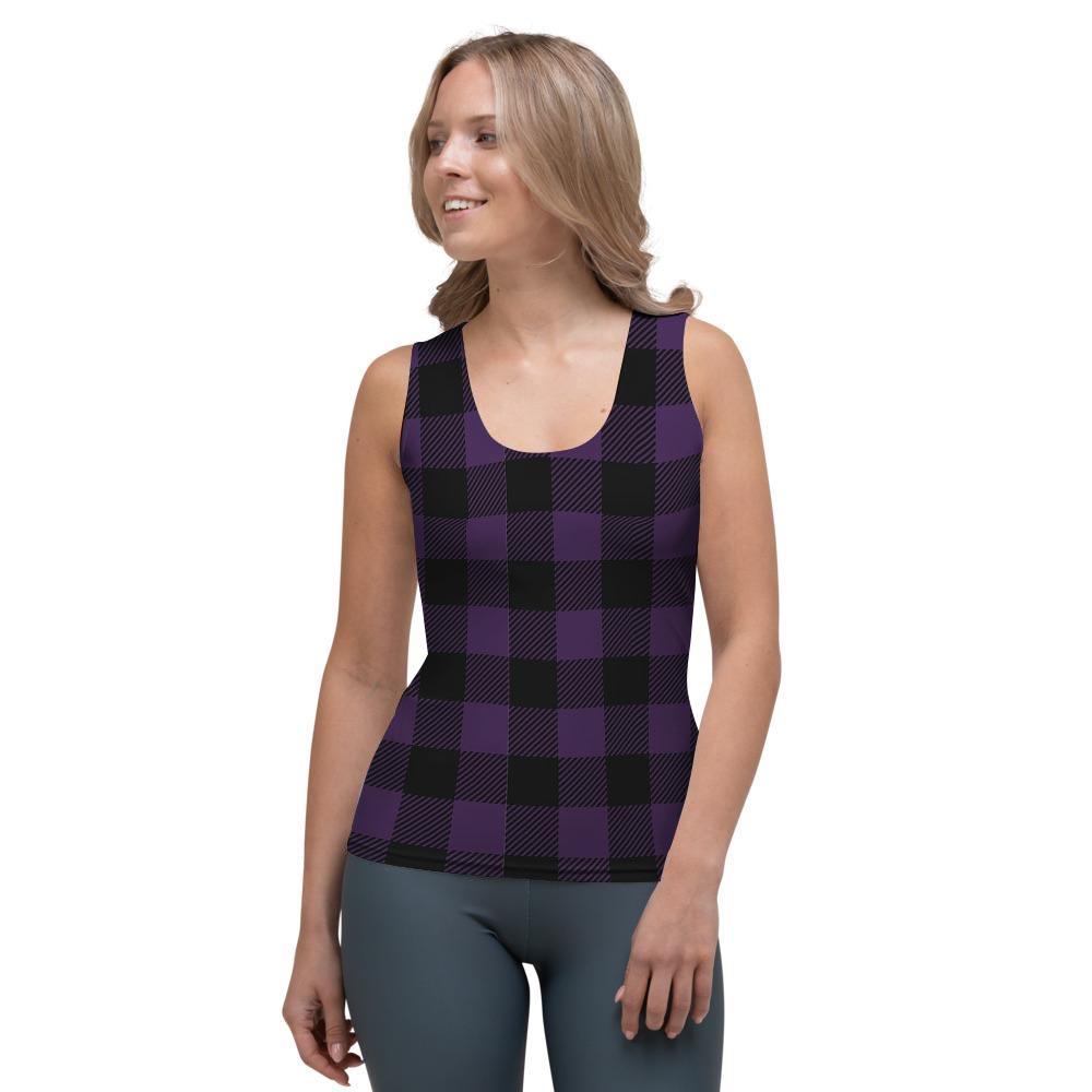 Purple Buffalo Plaid Women's Tank Top-grizzshop