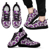 Purple Butterfly Pattern Print Black Sneaker Shoes For Men Women-grizzshop