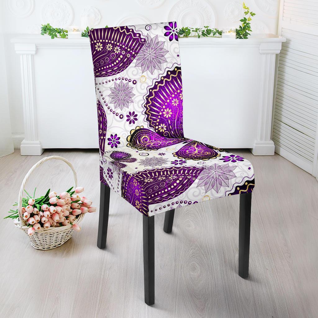 Purple Butterfly Pattern Print Chair Cover-grizzshop