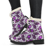 Purple Butterfly Pattern Print Comfy Winter Boots-grizzshop