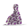 Purple Butterfly Pattern Print Hooded Blanket-grizzshop