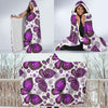 Purple Butterfly Pattern Print Hooded Blanket-grizzshop