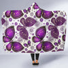 Purple Butterfly Pattern Print Hooded Blanket-grizzshop