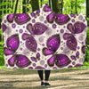 Purple Butterfly Pattern Print Hooded Blanket-grizzshop