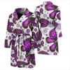 Purple Butterfly Pattern Print Men Long Robe-grizzshop