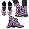 Purple Butterfly Pattern Print Men Women Leather Boots-grizzshop