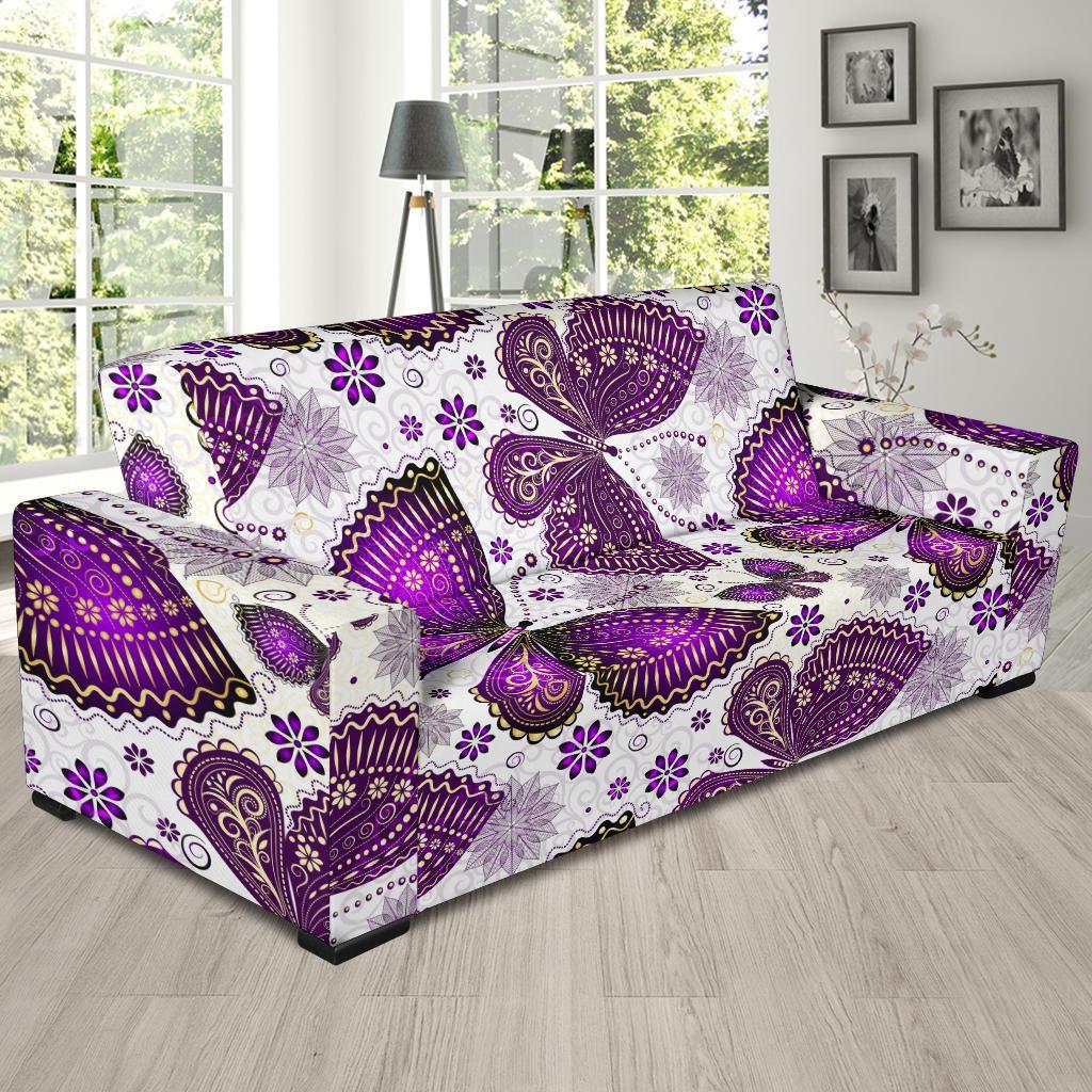 Purple Butterfly Pattern Print Sofa Covers-grizzshop