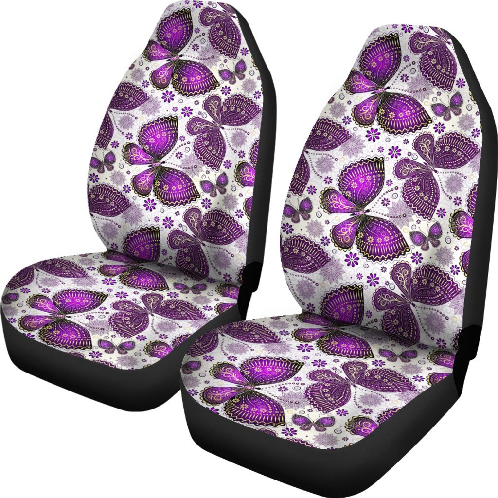 Purple Butterfly Pattern Print Universal Fit Car Seat Cover-grizzshop