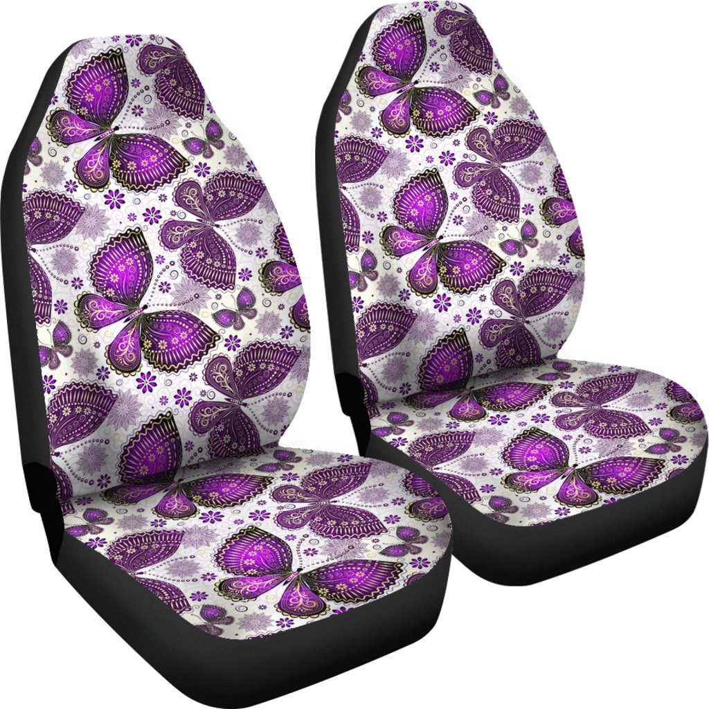 Purple Butterfly Pattern Print Universal Fit Car Seat Cover-grizzshop