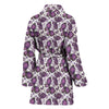 Purple Butterfly Pattern Print Women Long Robe-grizzshop
