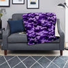 Purple Camo And Camouflage Print Blanket-grizzshop