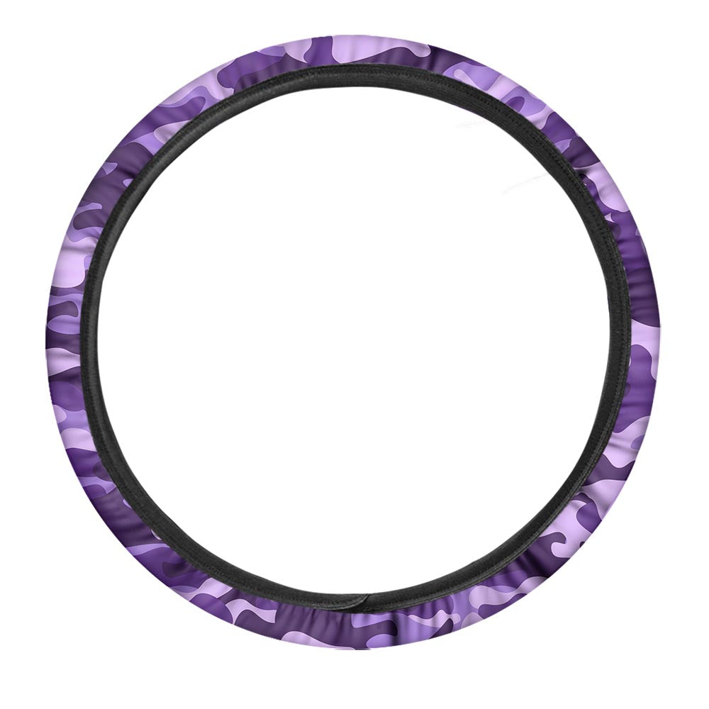 Purple Camo And Camouflage Print Car Steering Wheel Cover-grizzshop