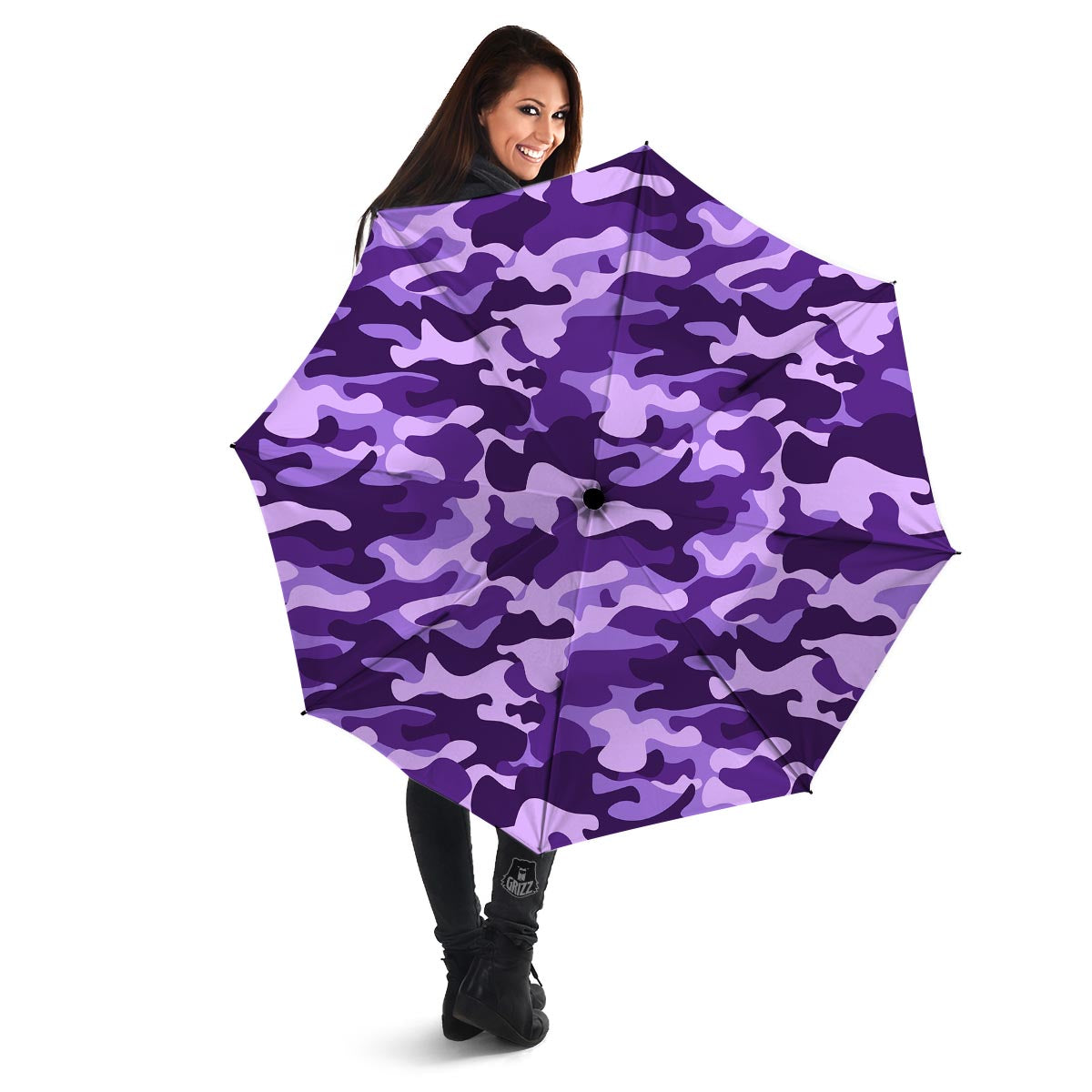 Purple Camo And Camouflage Print Umbrella-grizzshop