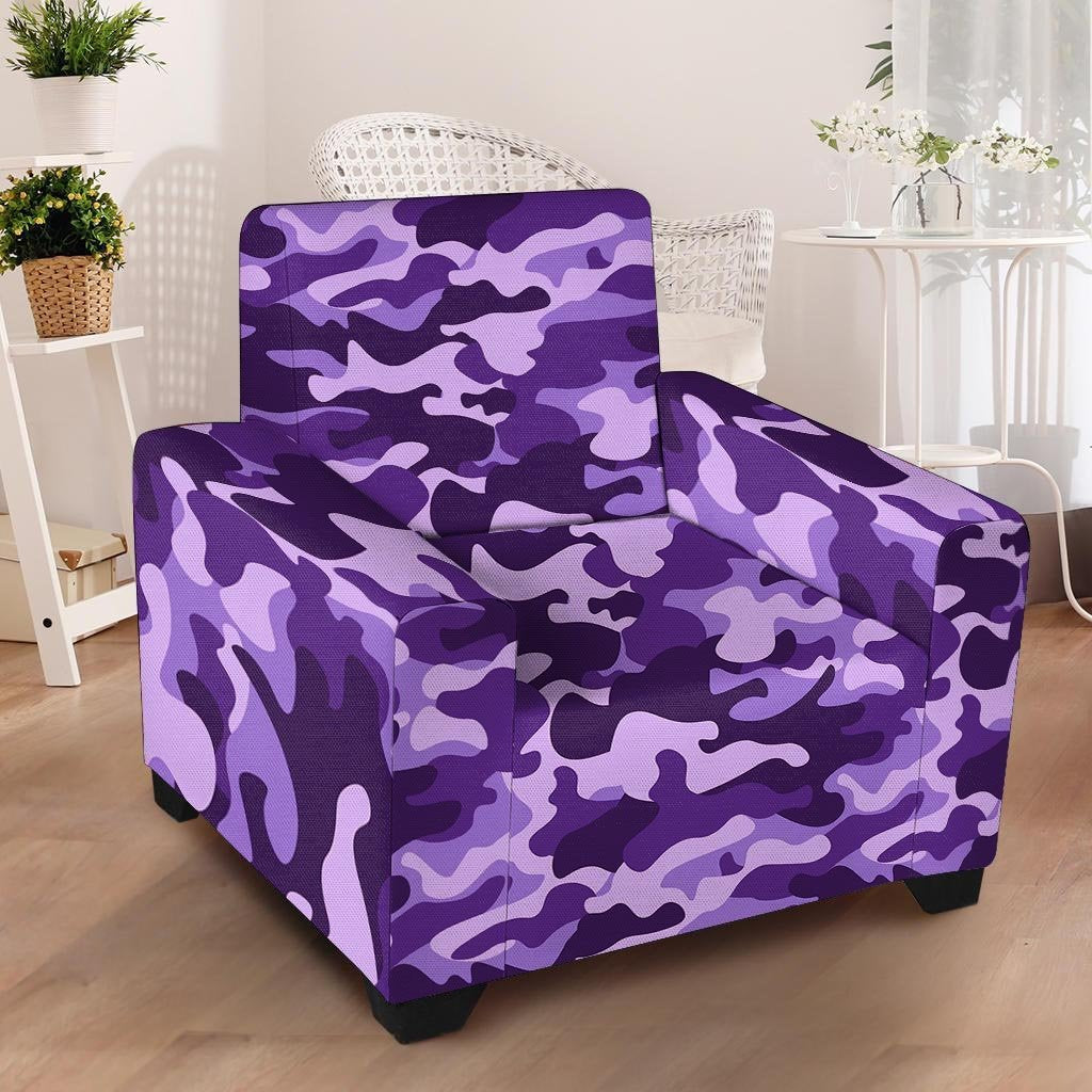 Purple Camo Print Armchair Cover-grizzshop