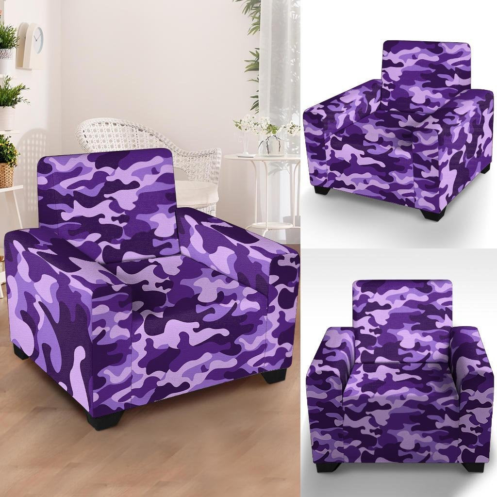 Purple Camo Print Armchair Cover-grizzshop