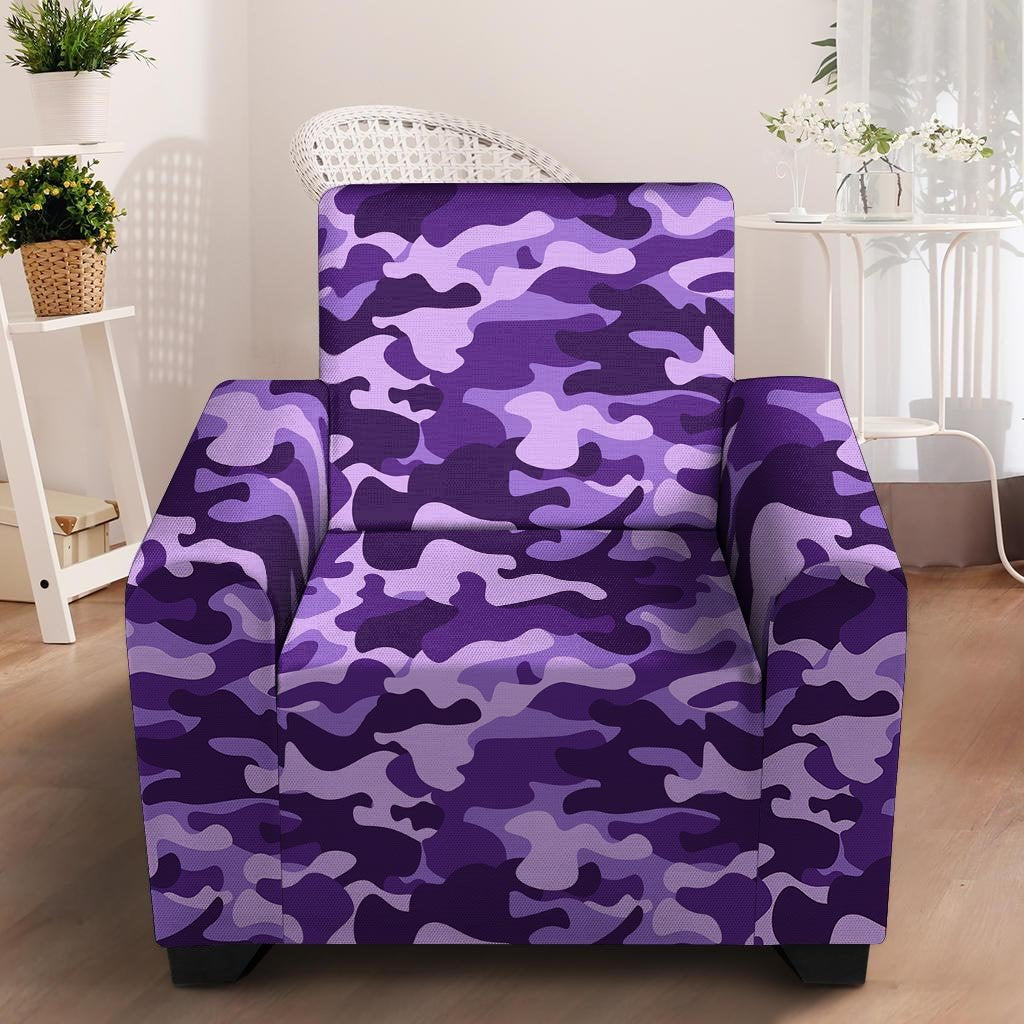 Purple Camo Print Armchair Cover-grizzshop