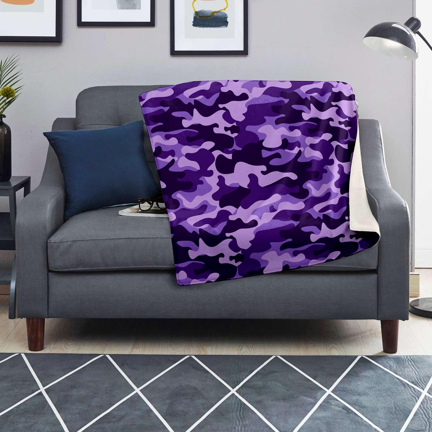 Purple Camo Print Blanket-grizzshop