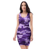 Purple Camo Print Bodycon Dress-grizzshop