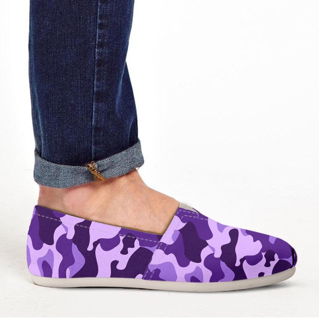 Purple Camo Print Canvas Shoes-grizzshop